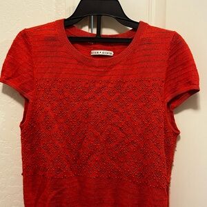 Alice + Olivia Vibrant Red Short Sleeve Top